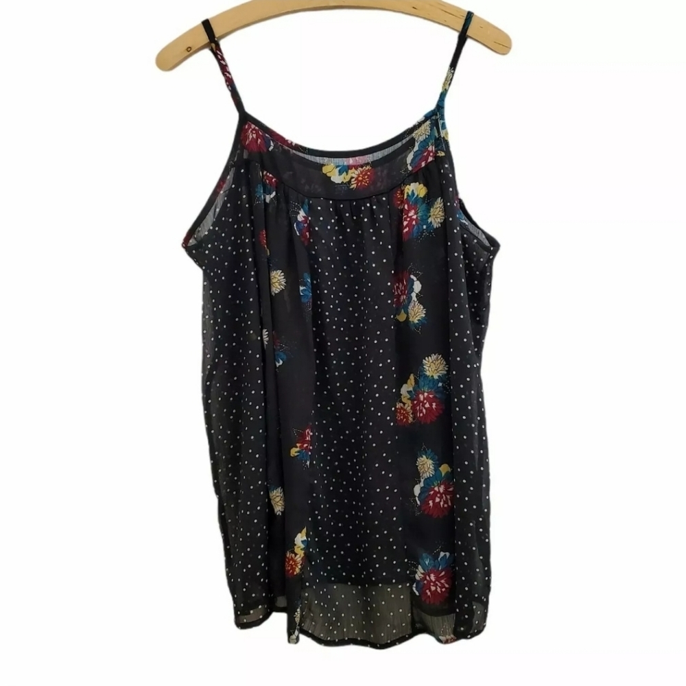 Torrid Sheer Floral & Polka Dot Top T199